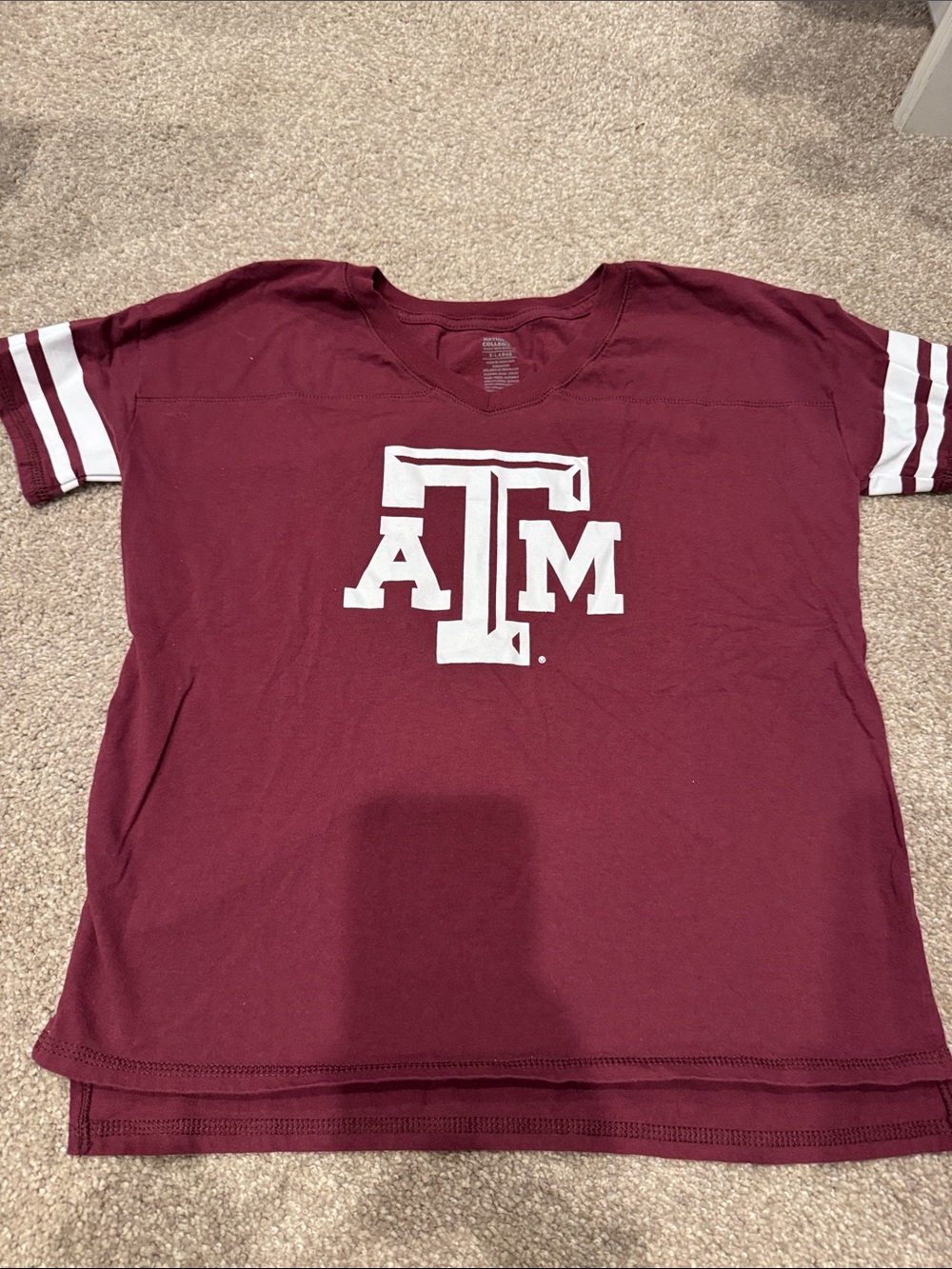 Girls' Short Sleeve Texas A&M Logo Tee — Maroon